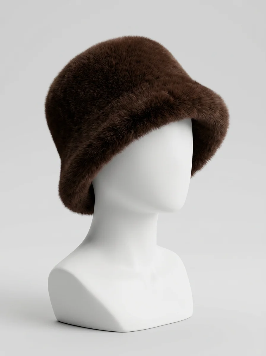 Chapeau cloche imitation fourrure ajustable style moderne - Vue 2 - Chapeau cloche
