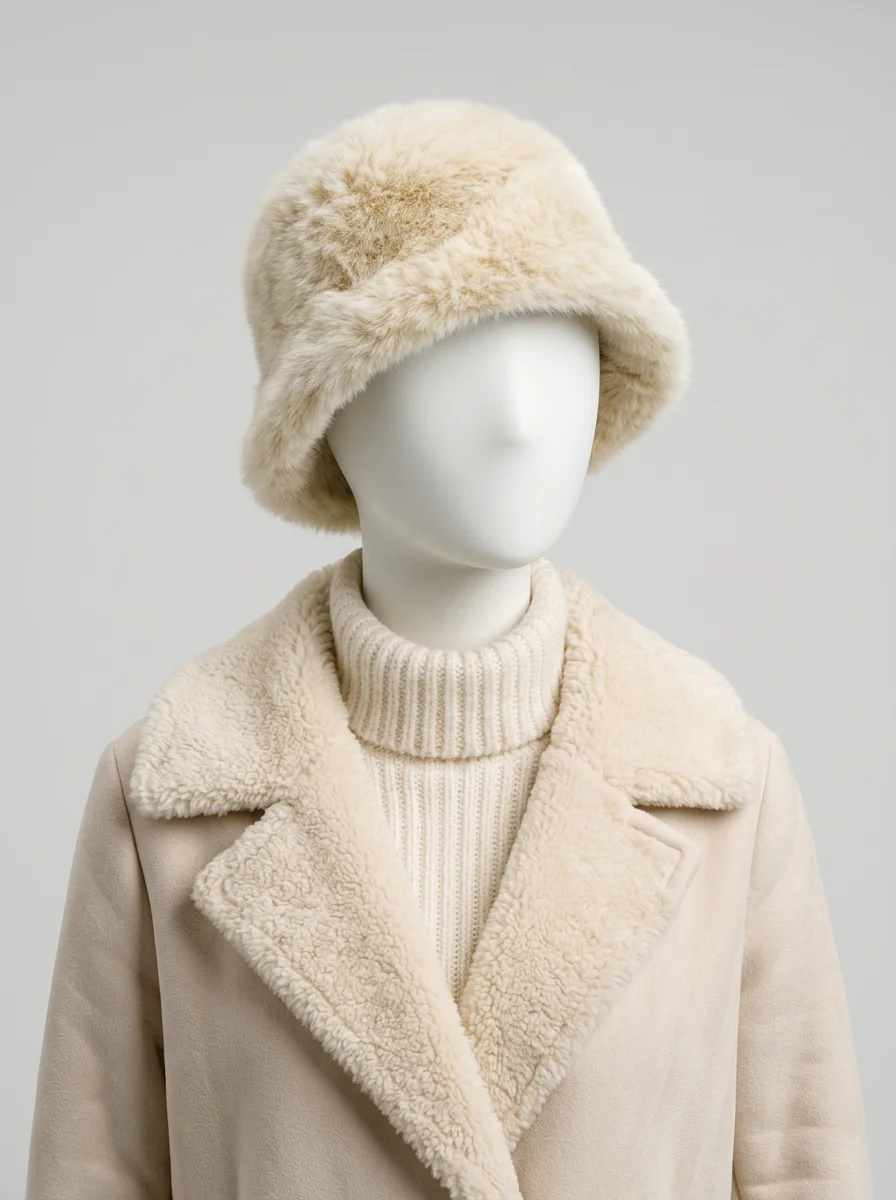 Chapeau cloche imitation fourrure ajustable style moderne - Vue 5 - Chapeau cloche