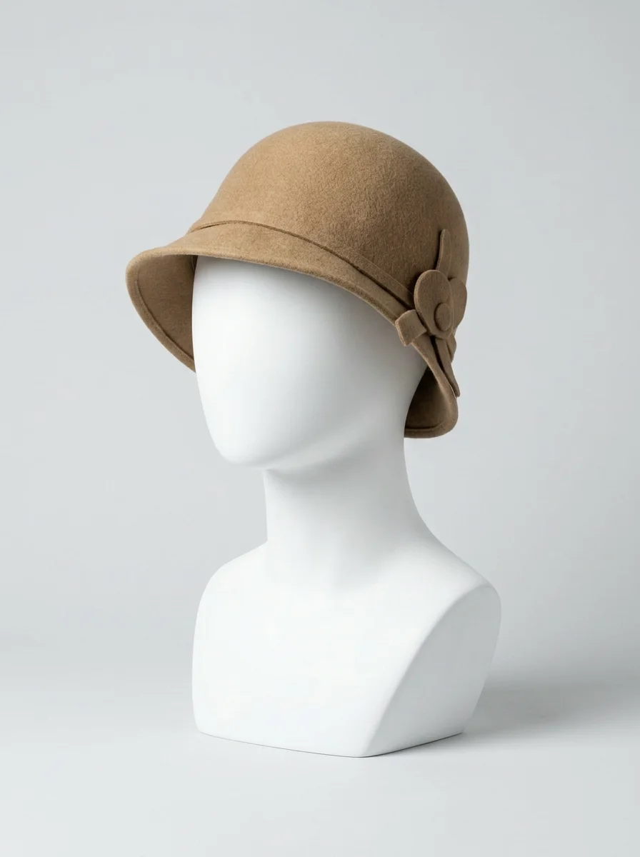 Chapeau cloche laine 100% ornement fleuri style vintage - Vue 6 - Chapeau cloche