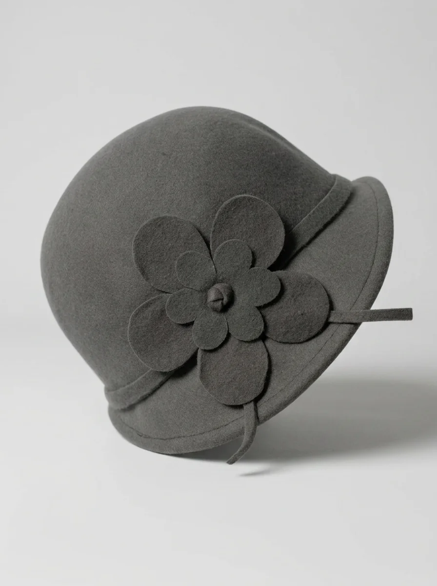 Chapeau cloche laine 100% ornement fleuri style vintage - Vue 7 - Chapeau cloche