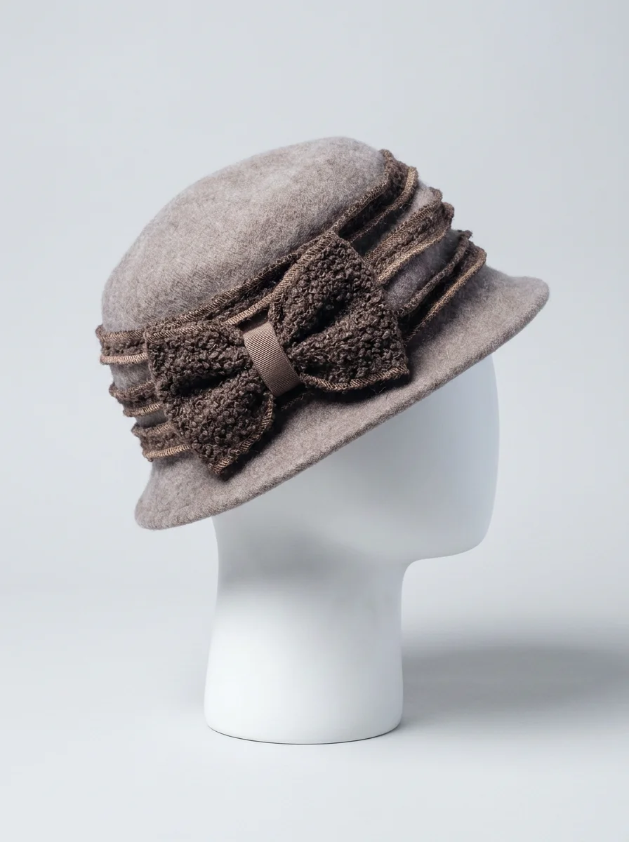 Chapeau cloche laine hiver femme chic nœud décoratif - Vue 2 - Chapeau cloche