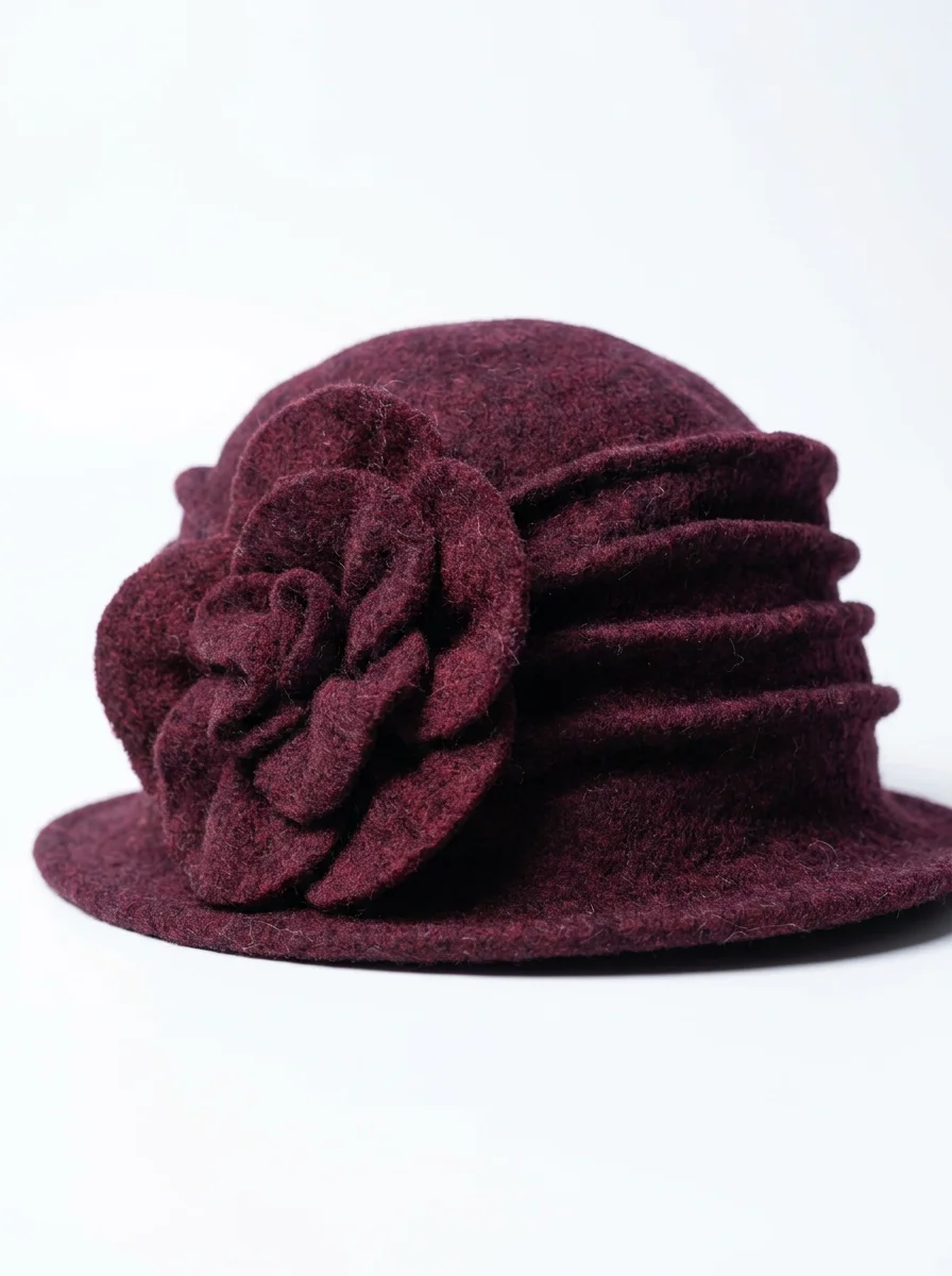 Chapeau cloche laine hivernal ornement fleur chic - Vue 2 - Chapeau cloche