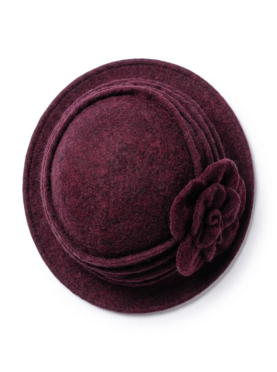 Chapeau cloche laine hivernal ornement fleur chic - Vue 3 - Chapeau cloche