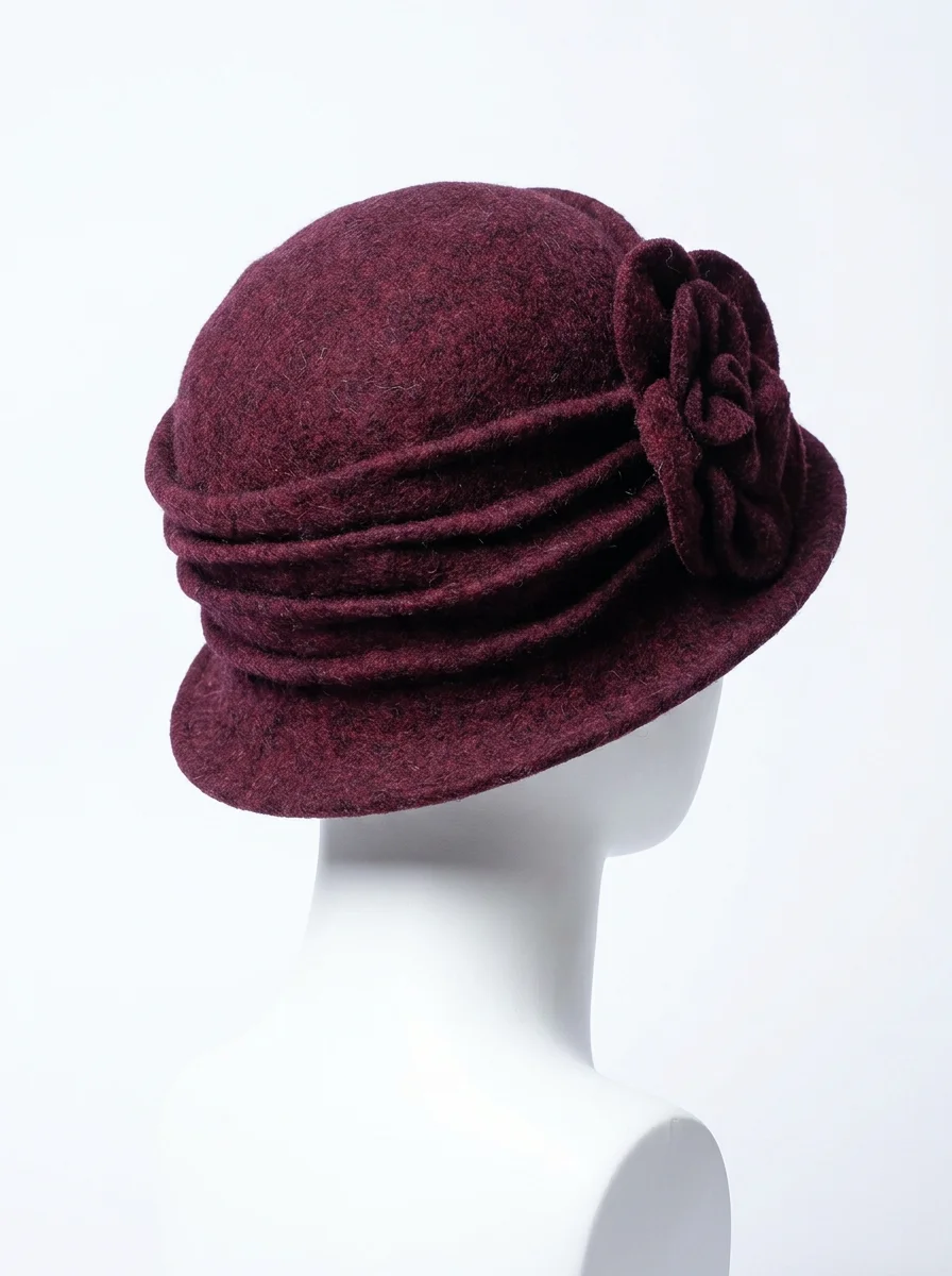 Chapeau cloche laine hivernal ornement fleur chic - Vue 4 - Chapeau cloche