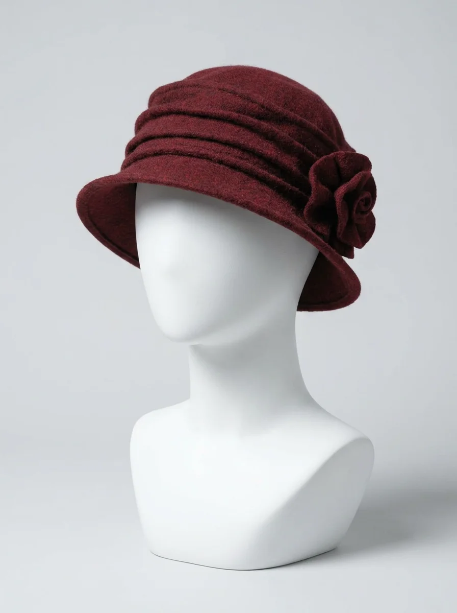 Chapeau cloche laine hivernal ornement fleur chic - Vue 6 - Chapeau cloche